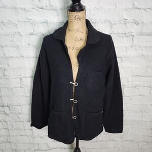 Pierre Cardin cardigan Jacket Sz M black 100% wool A36